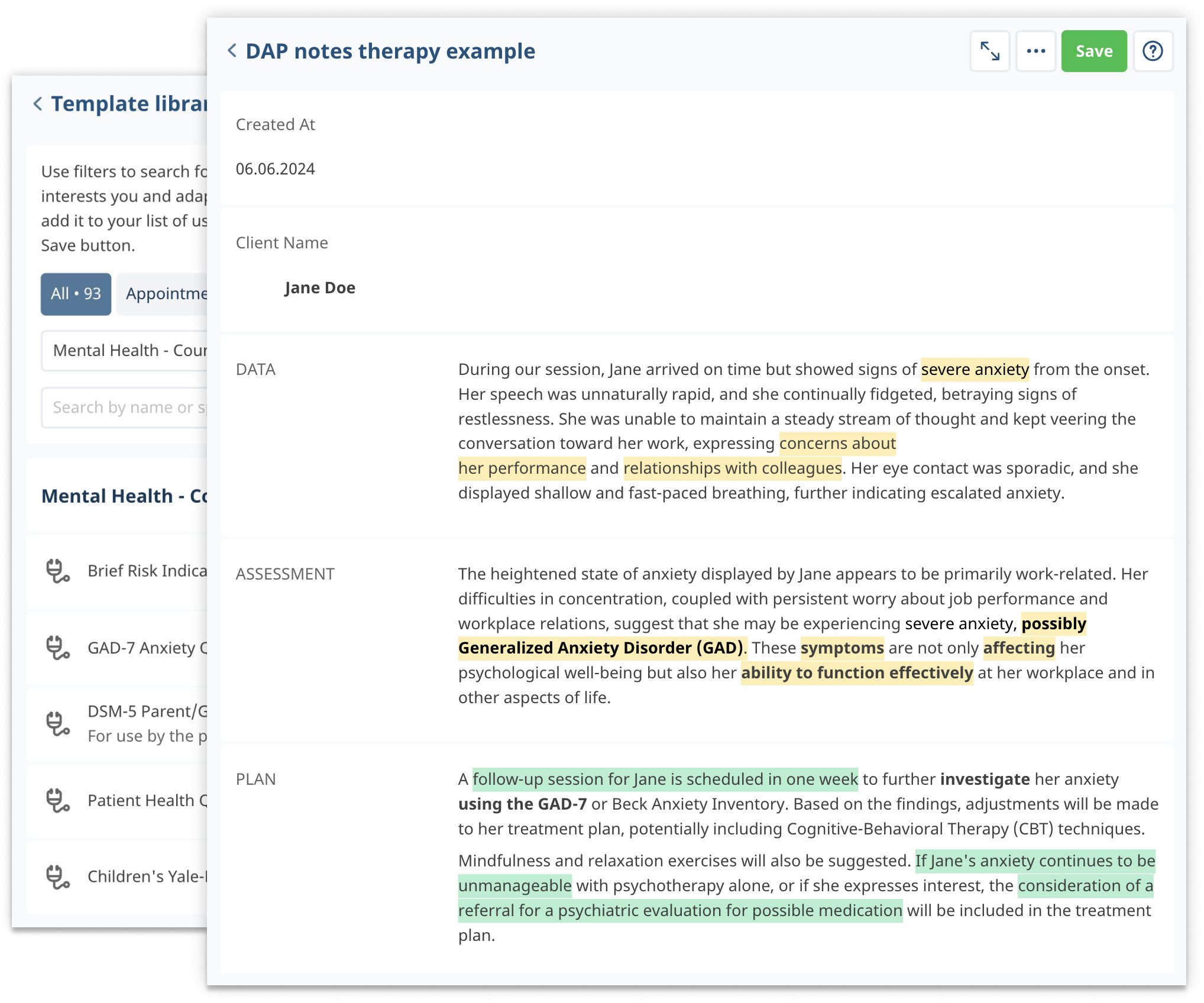 dap template example