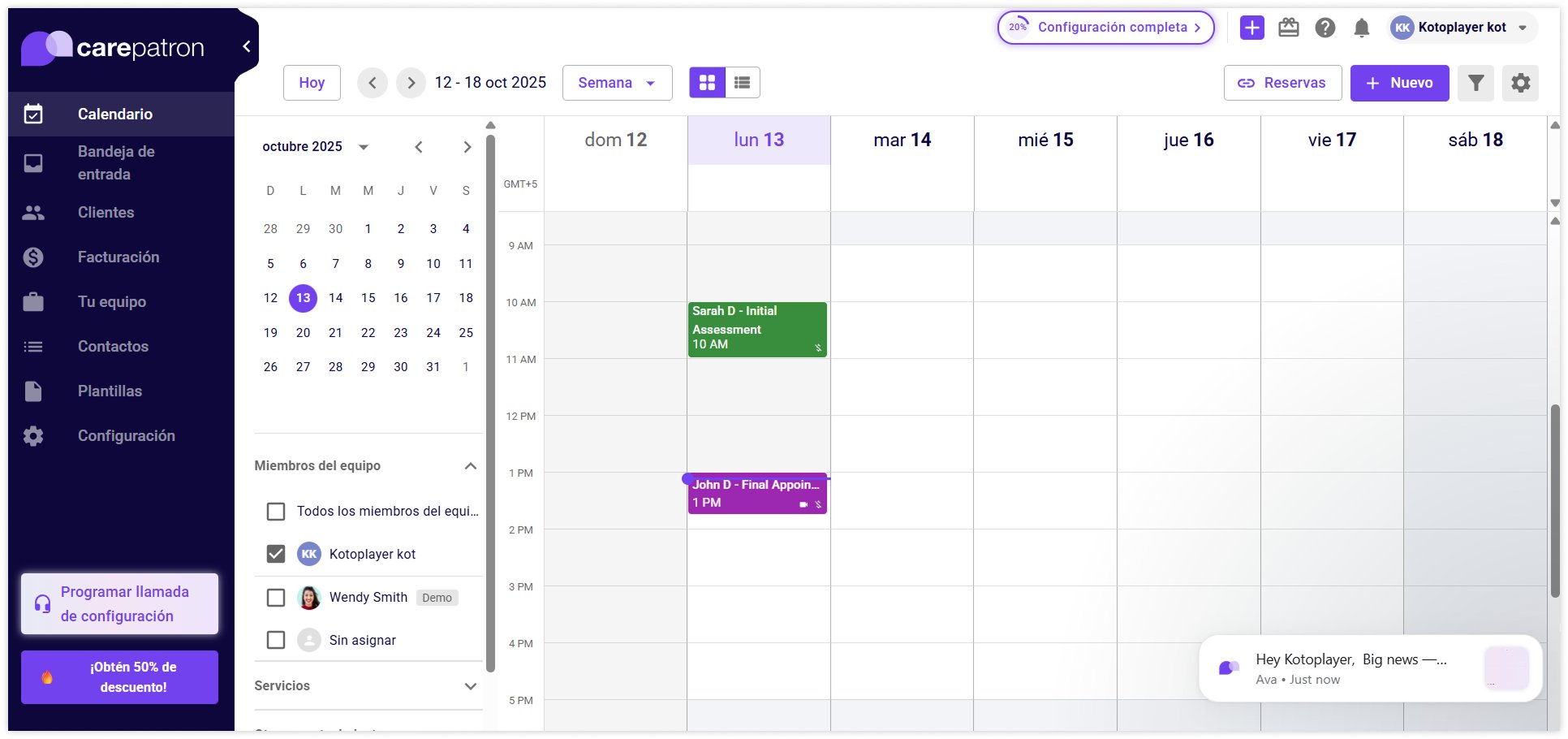 carepatron-agenda-screen
