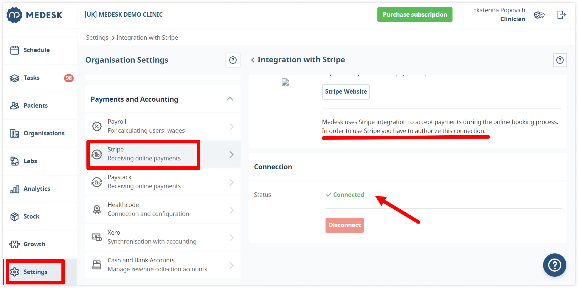 medesk-stripe-settings