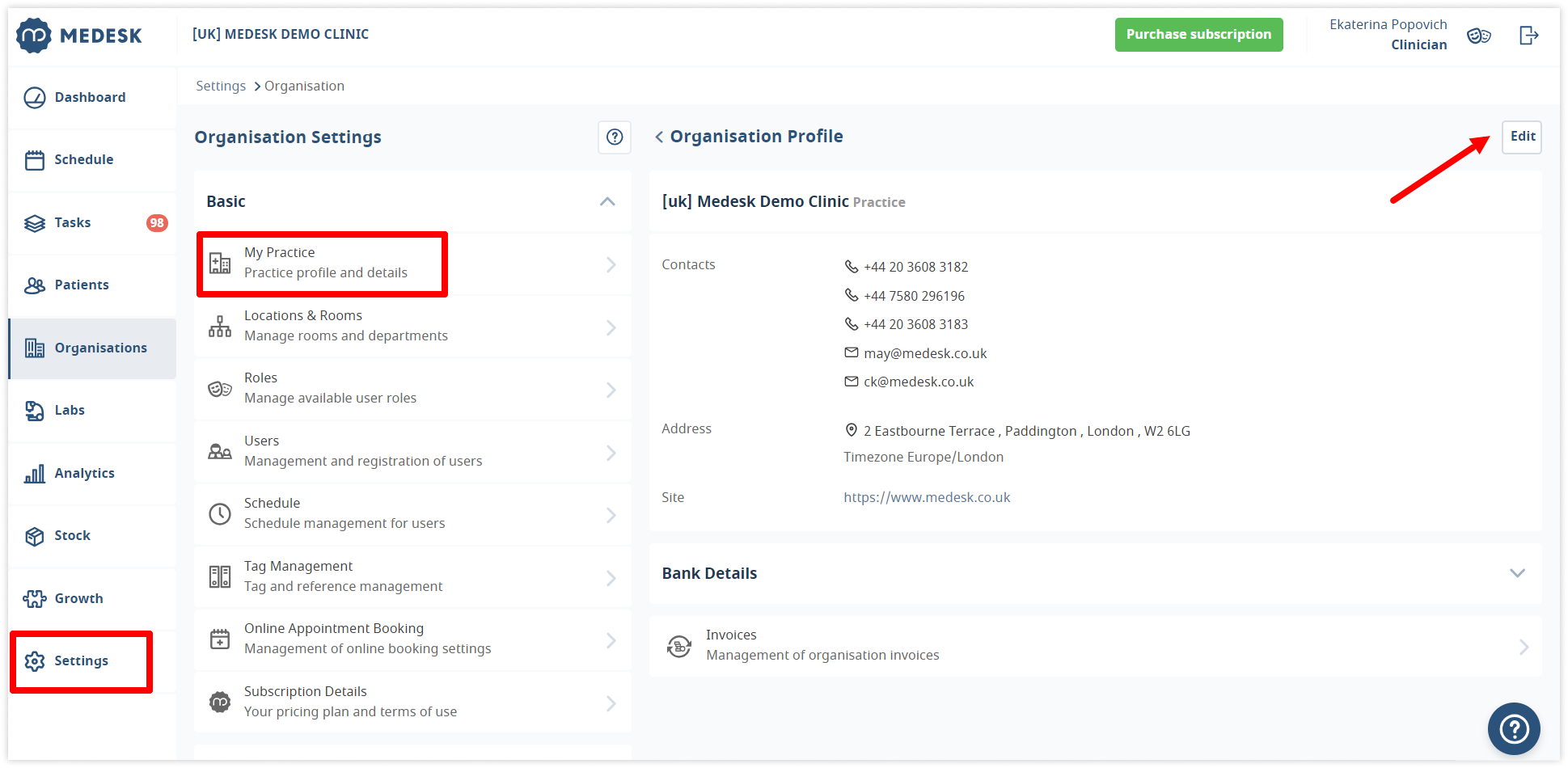 medesk-organisation-settings