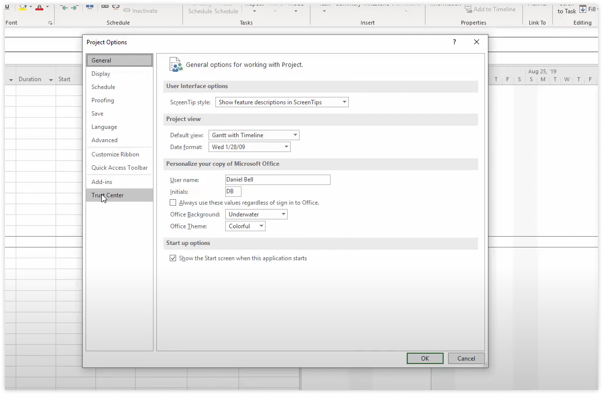 ms-project-new-project