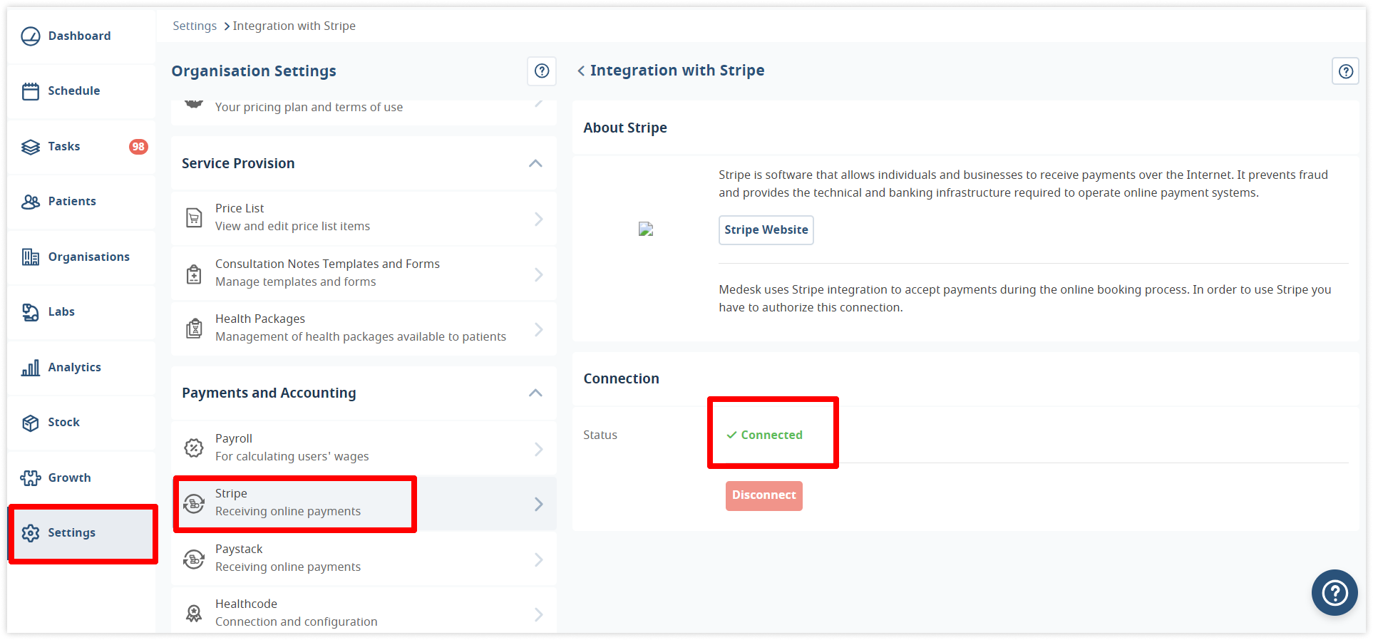 medesk-integration-settings