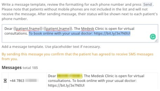 sms reminder with link