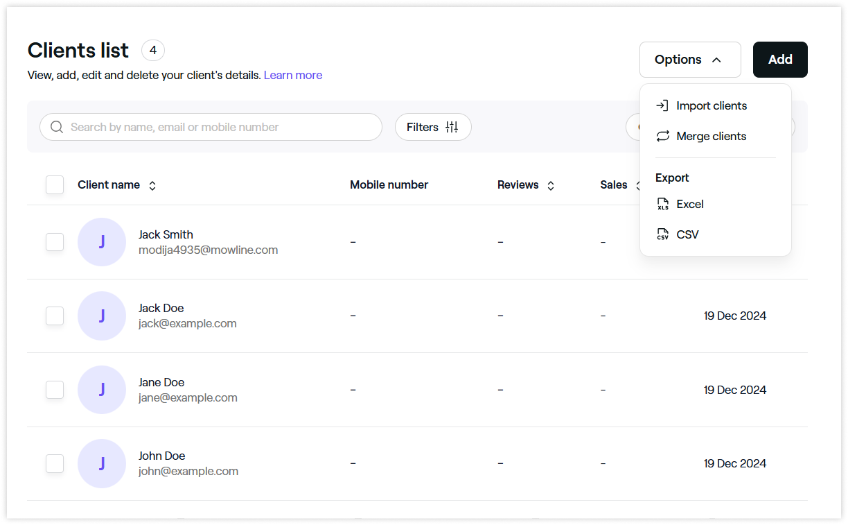 fresha-client-list