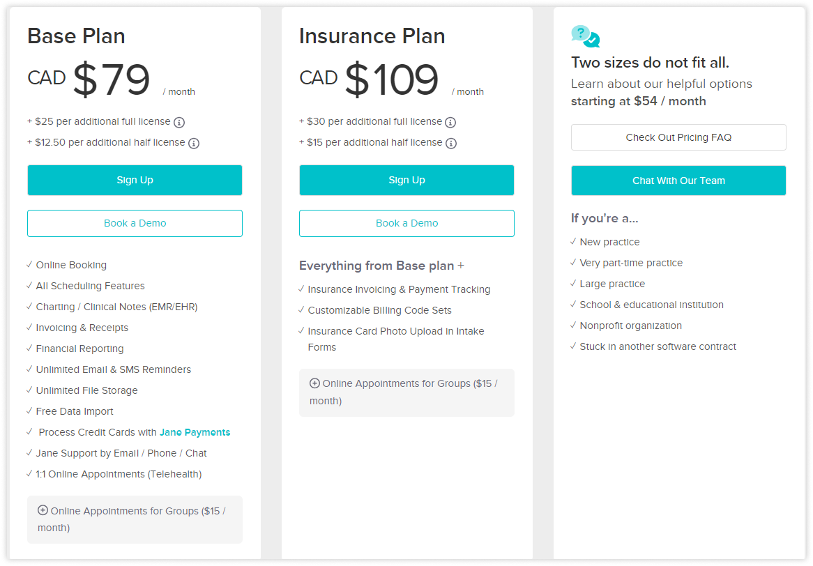 jane-app-pricing