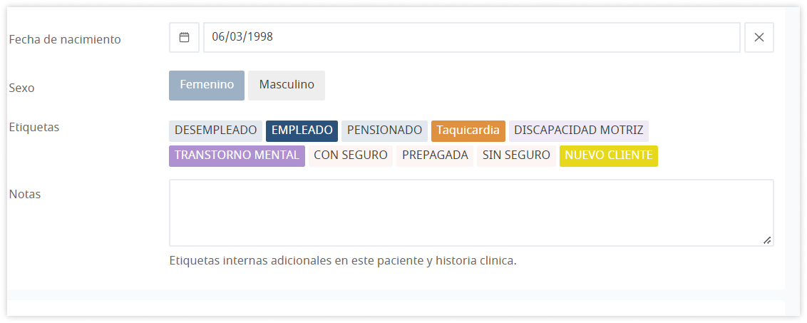 Etiquetas en Medesk